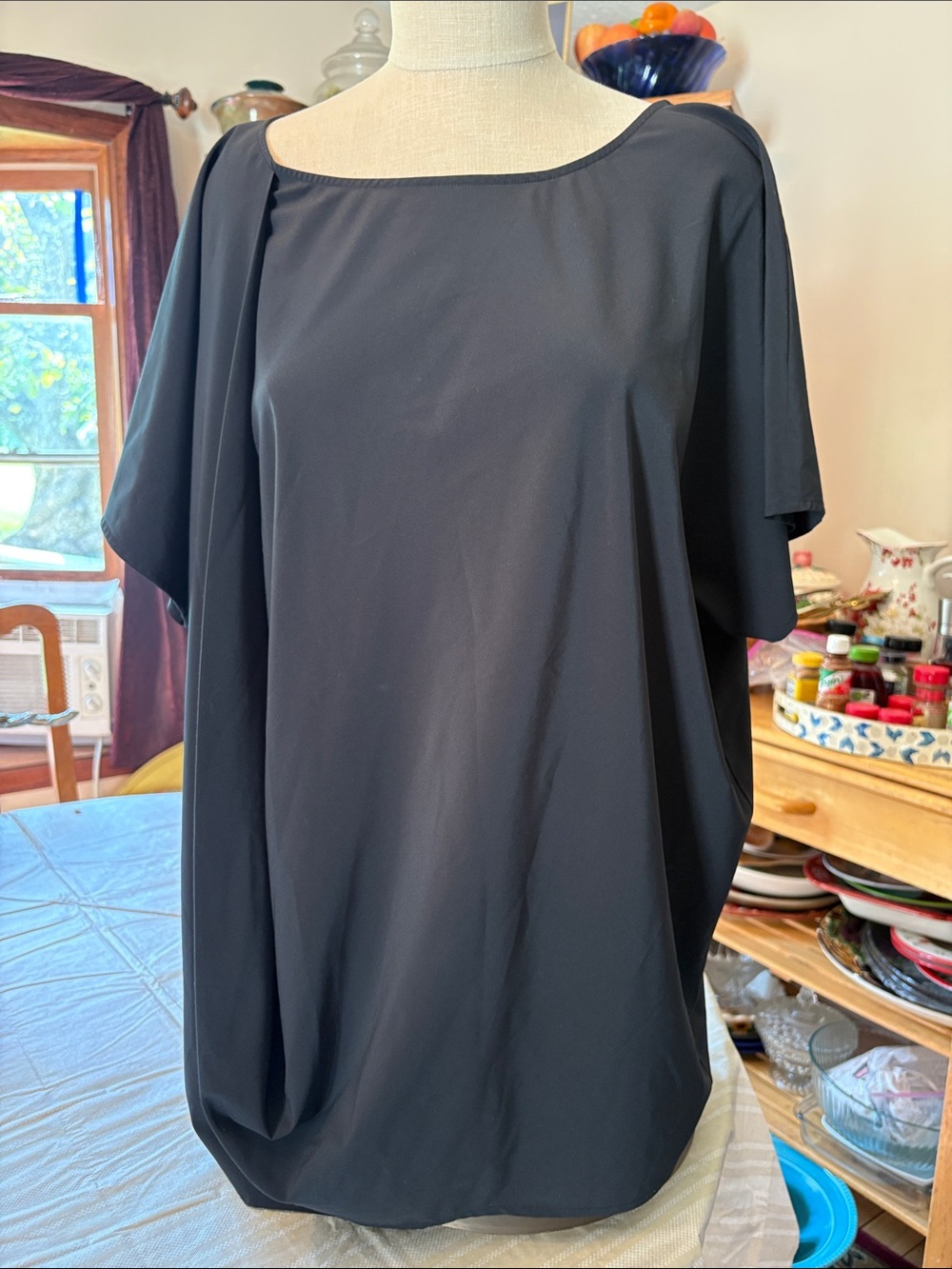Soft Surroundings XL black pleated draping dressy blouse top